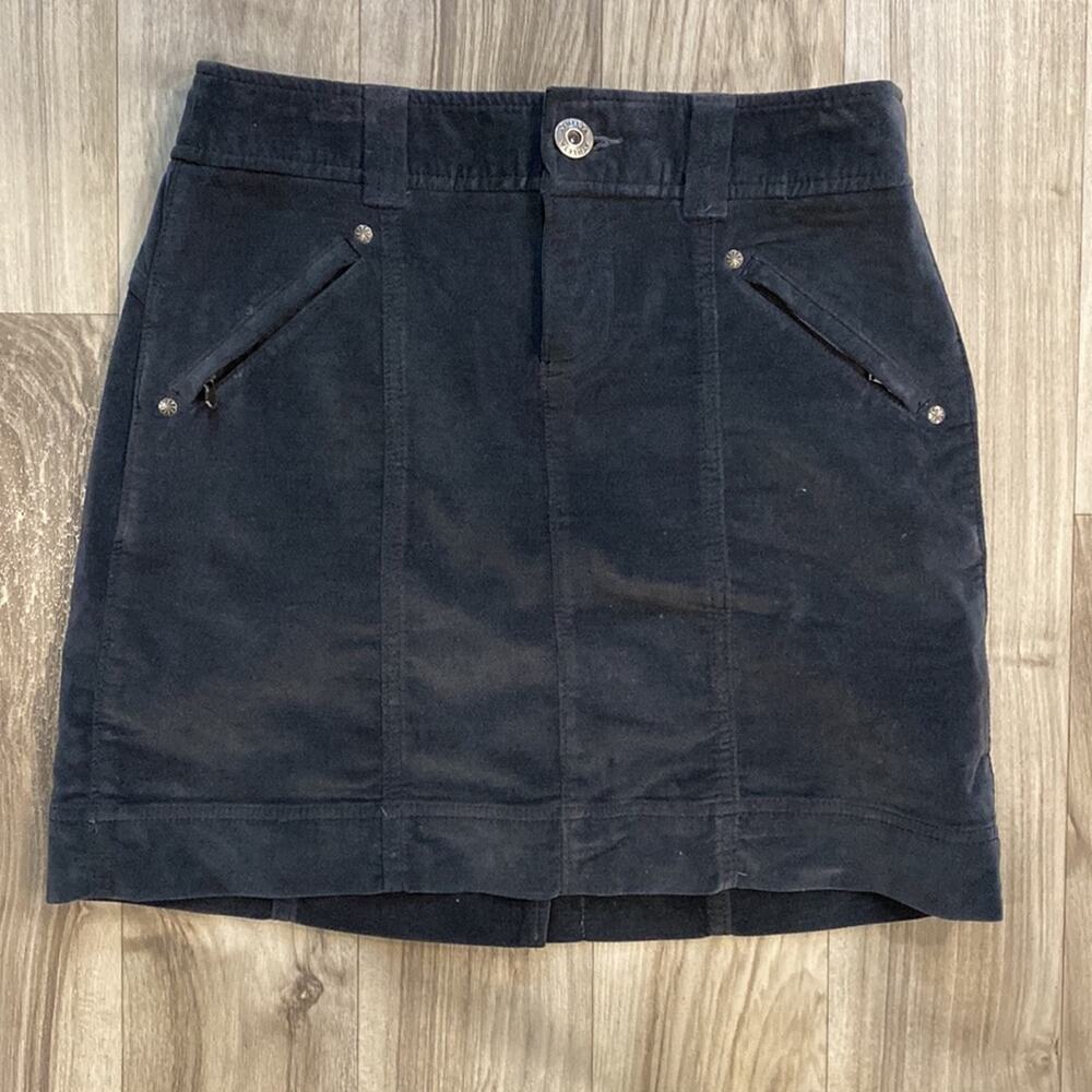 Athleta 2 Dark Gray Velvet Jeans Style A-Line Mini Skirt‎ VERY CLEAN